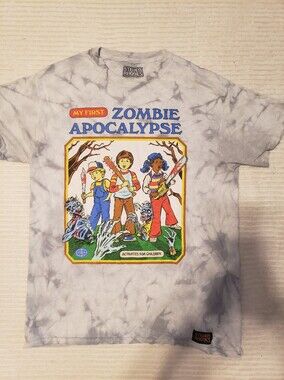 Steven Rhodes "My First Zombie Apocalypse"  Gray White Tie Die Shirt M